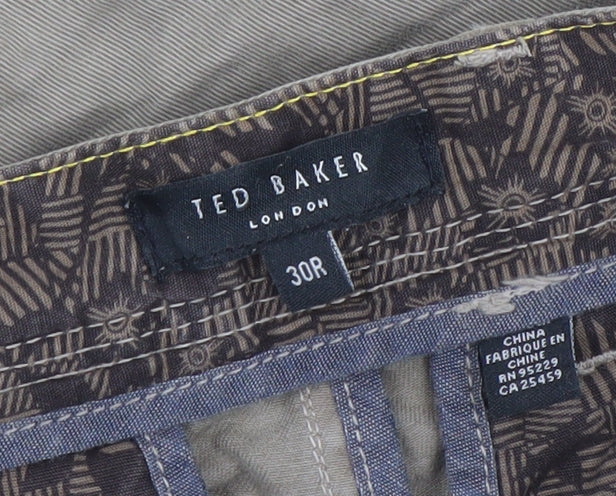 Ted Baker Men's Beige 30R Straight Fit Cotton Jeans