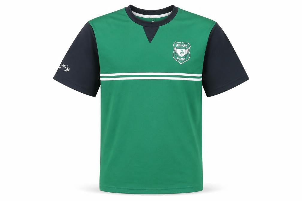 Front view of Dunnes boys’ green ireland rugby jersey top 14-15 years