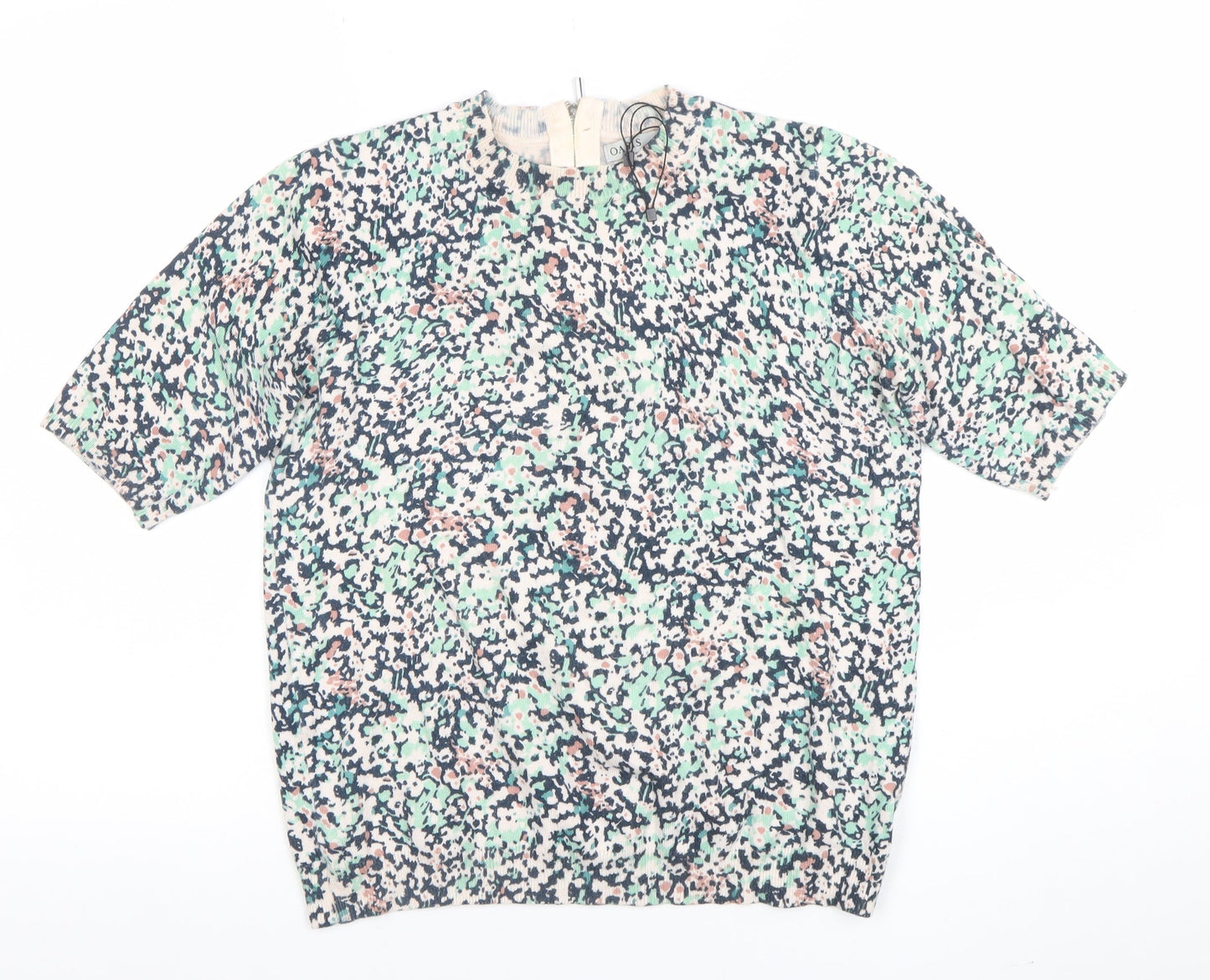 Oasis Women's Multicoloured Short Sleeve Blouse Size S Viscose Blend