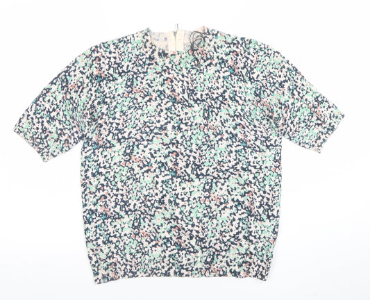 Oasis Women's Multicoloured Short Sleeve Blouse Size S Viscose Blend