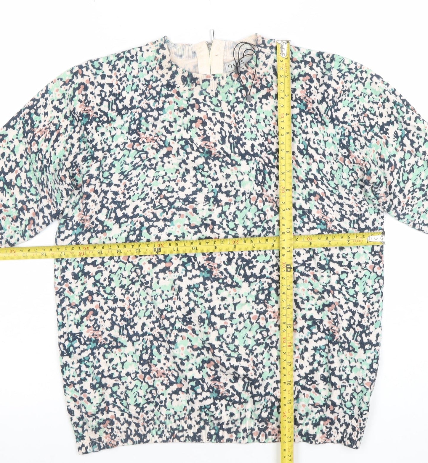 Oasis Women's Multicoloured Short Sleeve Blouse Size S Viscose Blend