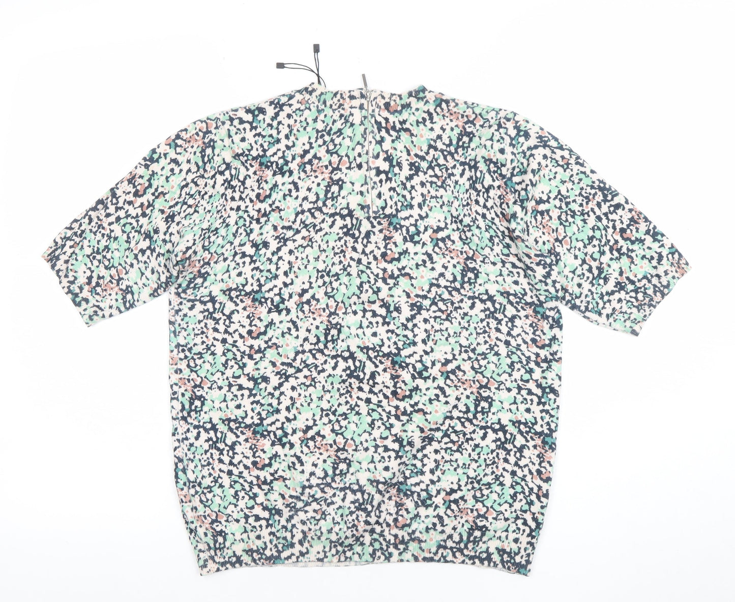 Oasis Women's Multicoloured Short Sleeve Blouse Size S Viscose Blend