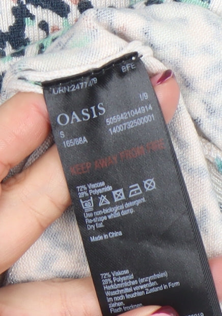 Oasis Women's Multicoloured Short Sleeve Blouse Size S Viscose Blend