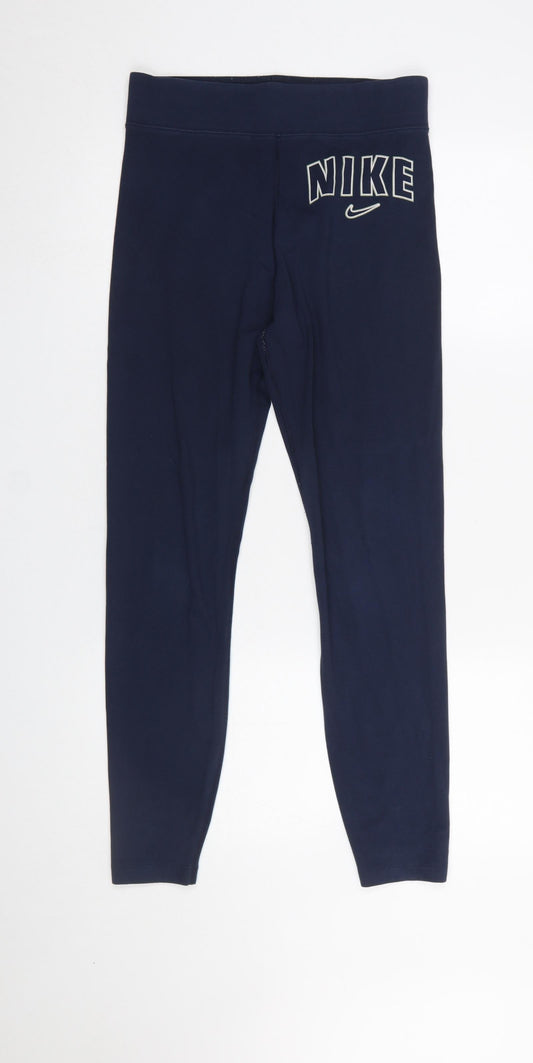 Nike Womens Blue Leggings M Stretch Activewear Trousers
