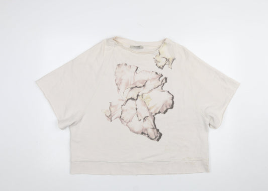 AllSaints Women's Beige Floral Pullover Sweatshirt Size S Cotton Blend