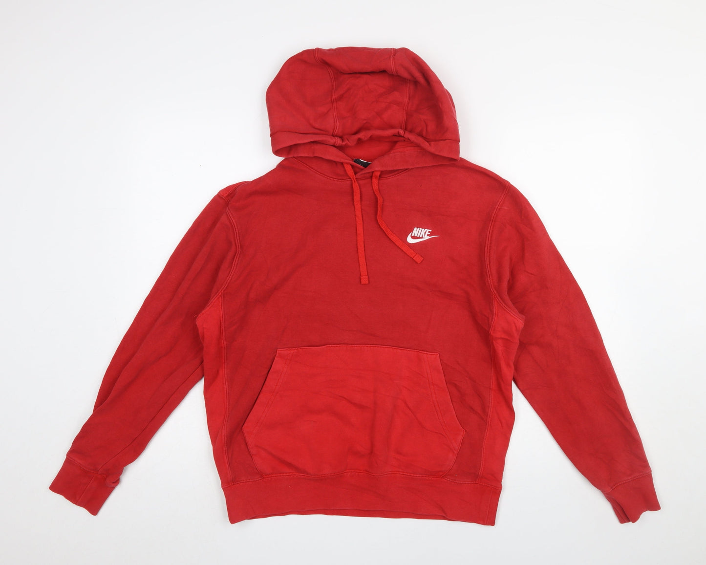Nike Men's Red Pullover Hoodie Size S Logo Cotton Blend