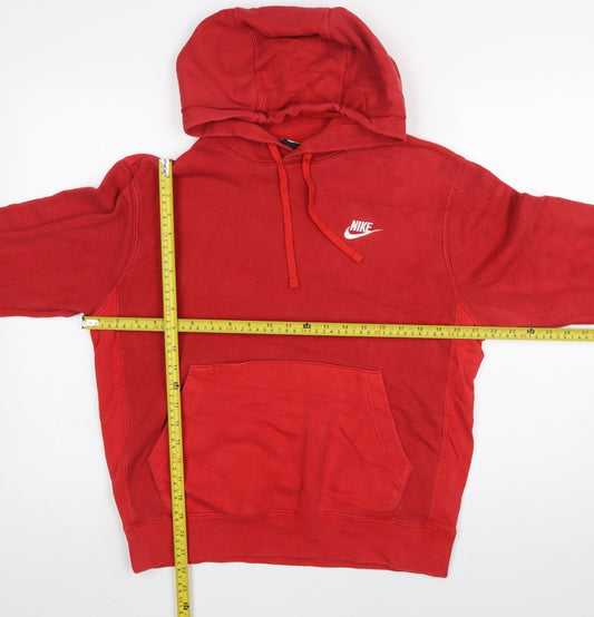 Nike Men's Red Pullover Hoodie Size S Logo Cotton Blend