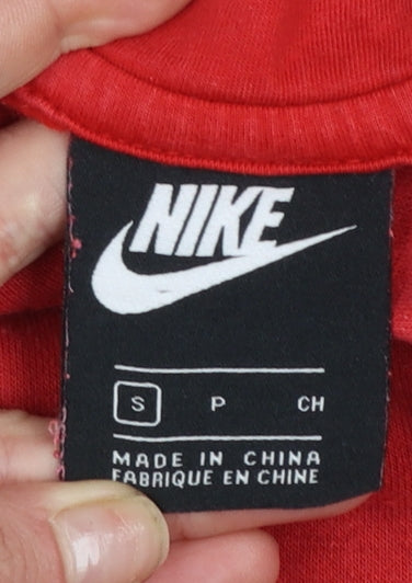 Nike Men's Red Pullover Hoodie Size S Logo Cotton Blend