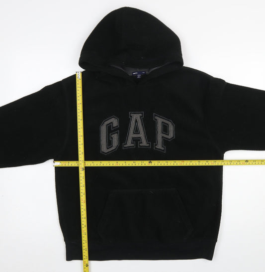 GAP Kids Boys Black Pullover Fleece Hoodie L 10-11 Years Classic Logo