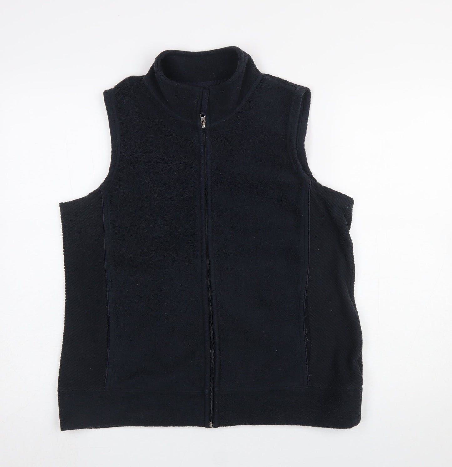 Bm Women's Black Fleece Sleeveless Zip Waistcoat Size M