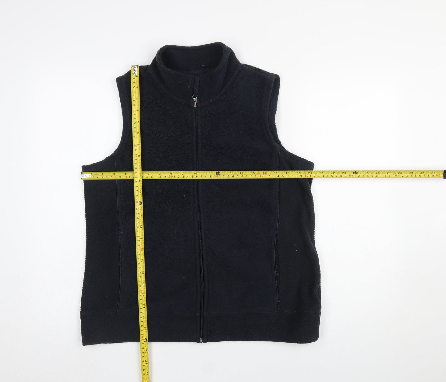 Bm Women's Black Fleece Sleeveless Zip Waistcoat Size M