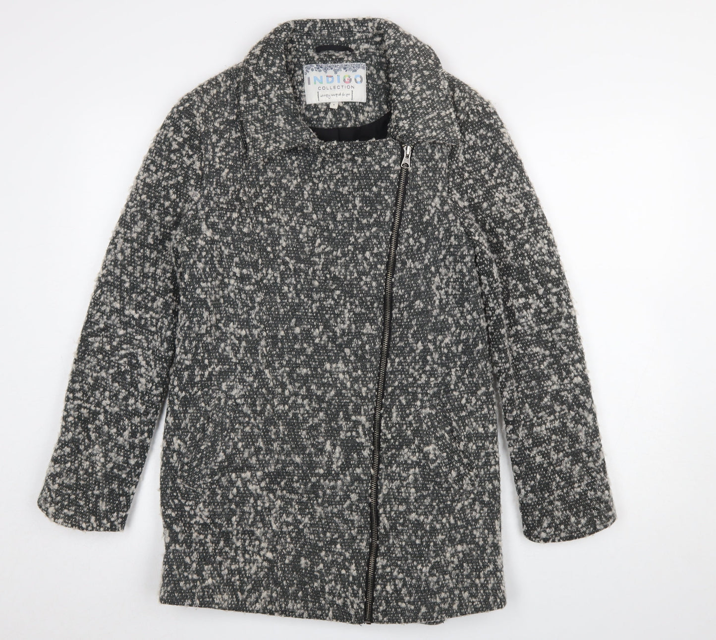 Marks and Spencer Women’s Grey Wool Blend Zip Front Mid-Length Coat Size 8