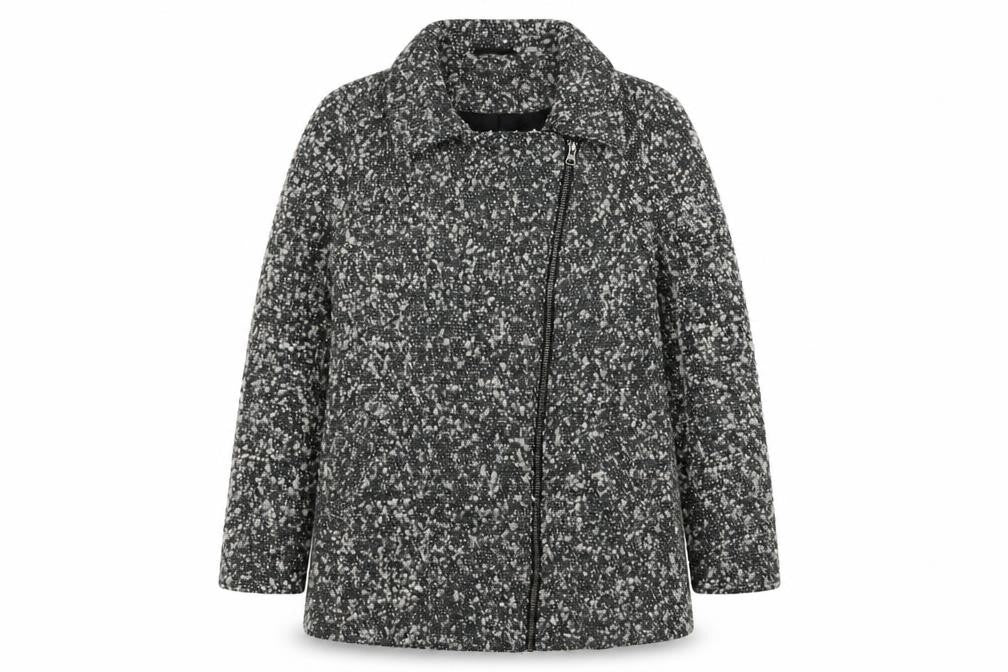 Marks & Spencer Women’s Grey Wool Blend Zip Front Mid-Length Coat Size 8