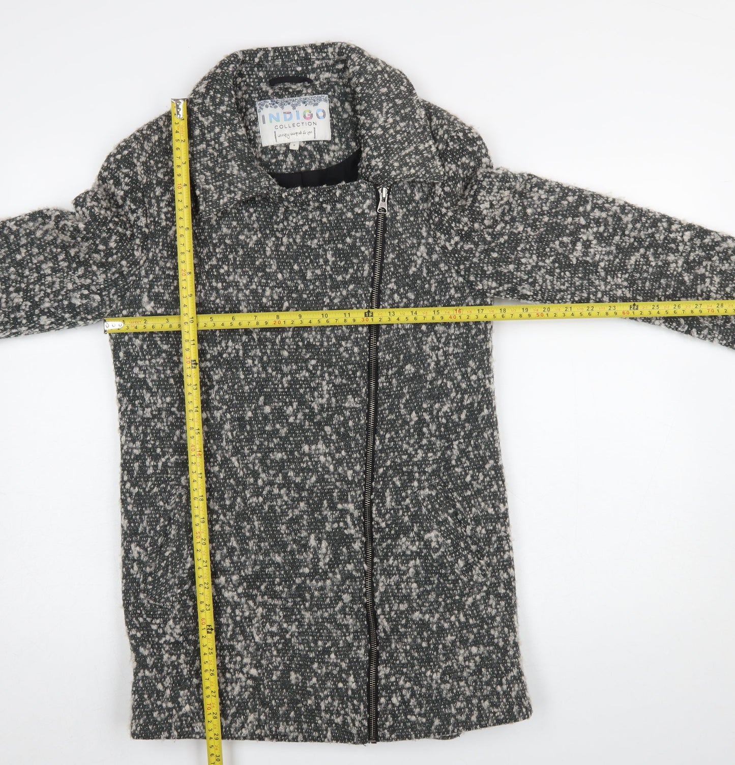 Marks and Spencer Women’s Grey Wool Blend Zip Front Mid-Length Coat Size 8