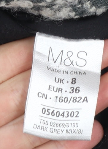 Marks and Spencer Women’s Grey Wool Blend Zip Front Mid-Length Coat Size 8
