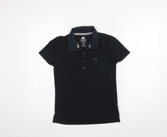 Adidas Women's Black Polo Shirt XS Climalite Cotton Blend