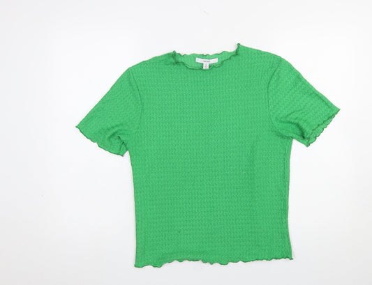 NEXT Women Green Short Sleeve Textured Stretch T-Shirt UK 14