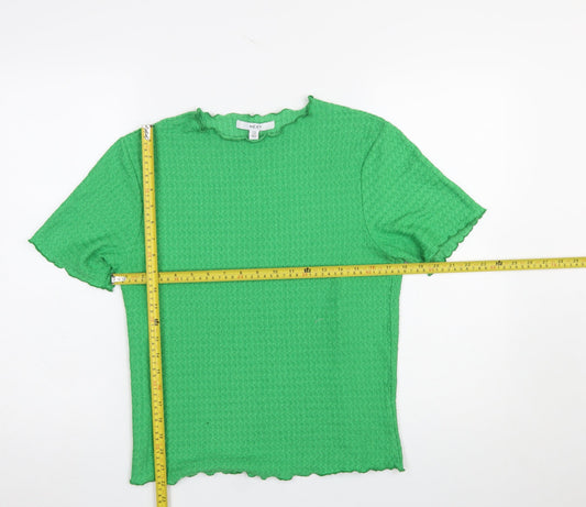 NEXT Women Green Short Sleeve Textured Stretch T-Shirt UK 14