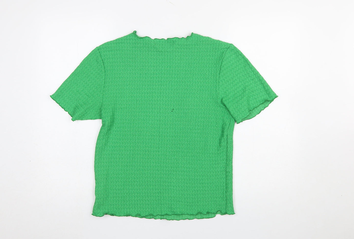 NEXT Women Green Short Sleeve Textured Stretch T-Shirt UK 14