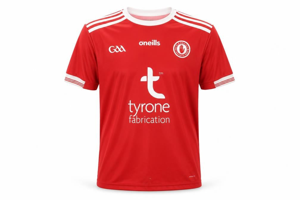 Front view of O'Neill boys’ red football jersey t-shirt 13 years lightweight sports top