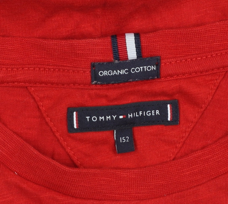 Tommy Hilfiger Boys Red Organic Cotton Logo T-Shirt Size 152