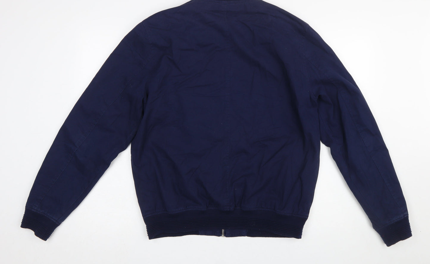 Topman Men's Blue Bomber Jacket L Cotton Lined Casual Zip Up