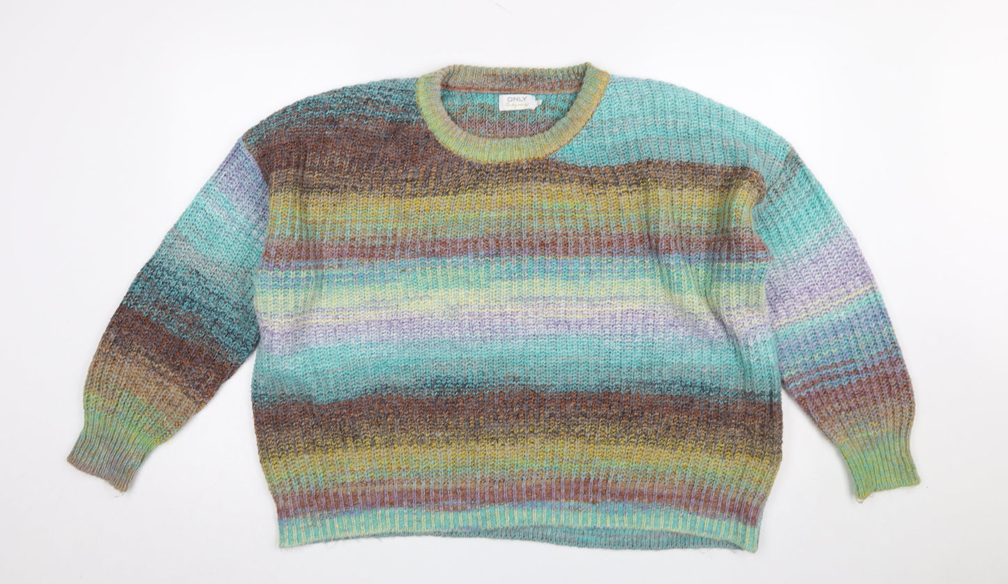 ONLY Women Multicoloured XL Pullover Jumper Knit Acrylic Blend