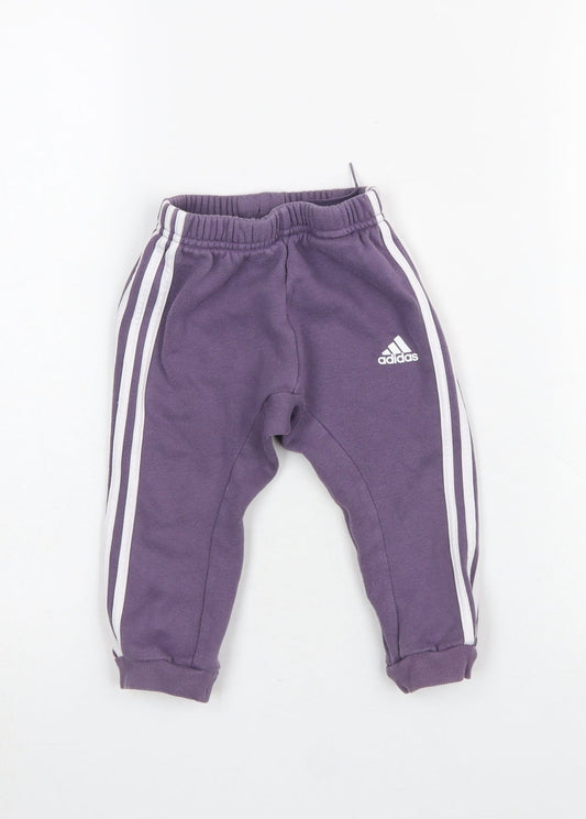 Adidas Unisex Baby Purple Jogger Sweatpants 12-18 Months Elastic Waist