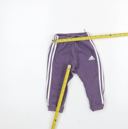 Adidas Unisex Baby Purple Jogger Sweatpants 12-18 Months Elastic Waist