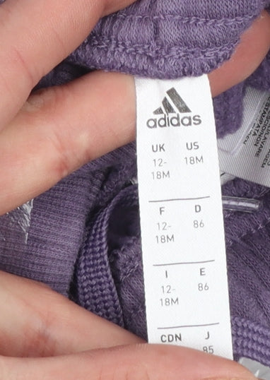 Adidas Unisex Baby Purple Jogger Sweatpants 12-18 Months Elastic Waist