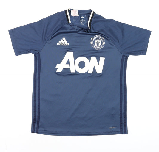 Adidas Manchester United Blue Teen L ClimaCool Training T-Shirt