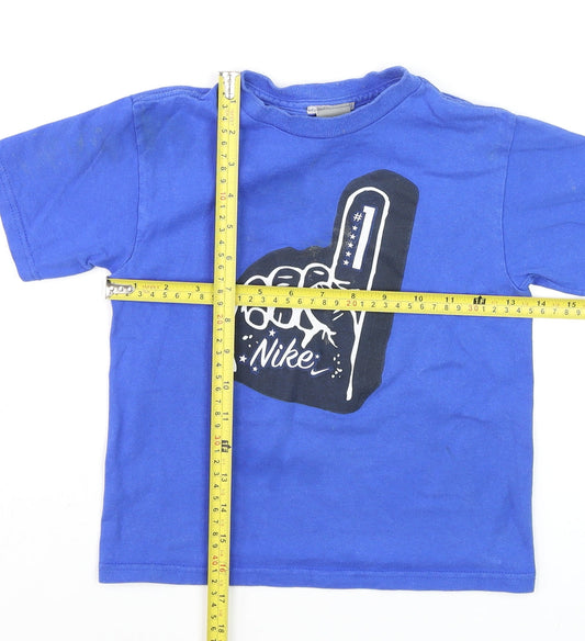 Nike Boys Blue Graphic Sports T-Shirt 5 Years Cotton Casual Top