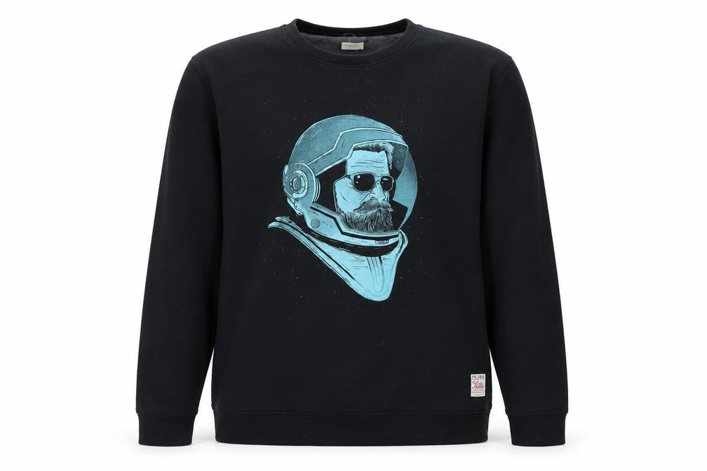 Peter England Mens Black XL Space Graphic Pullover Sweatshirt