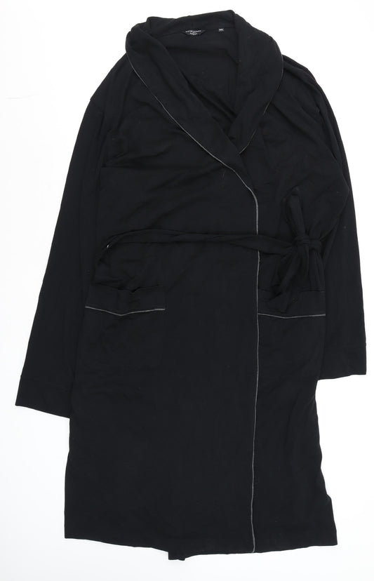 Marks and Spencer Black Unisex 2XL Wrap Cardigan Lightweight Cotton Blend