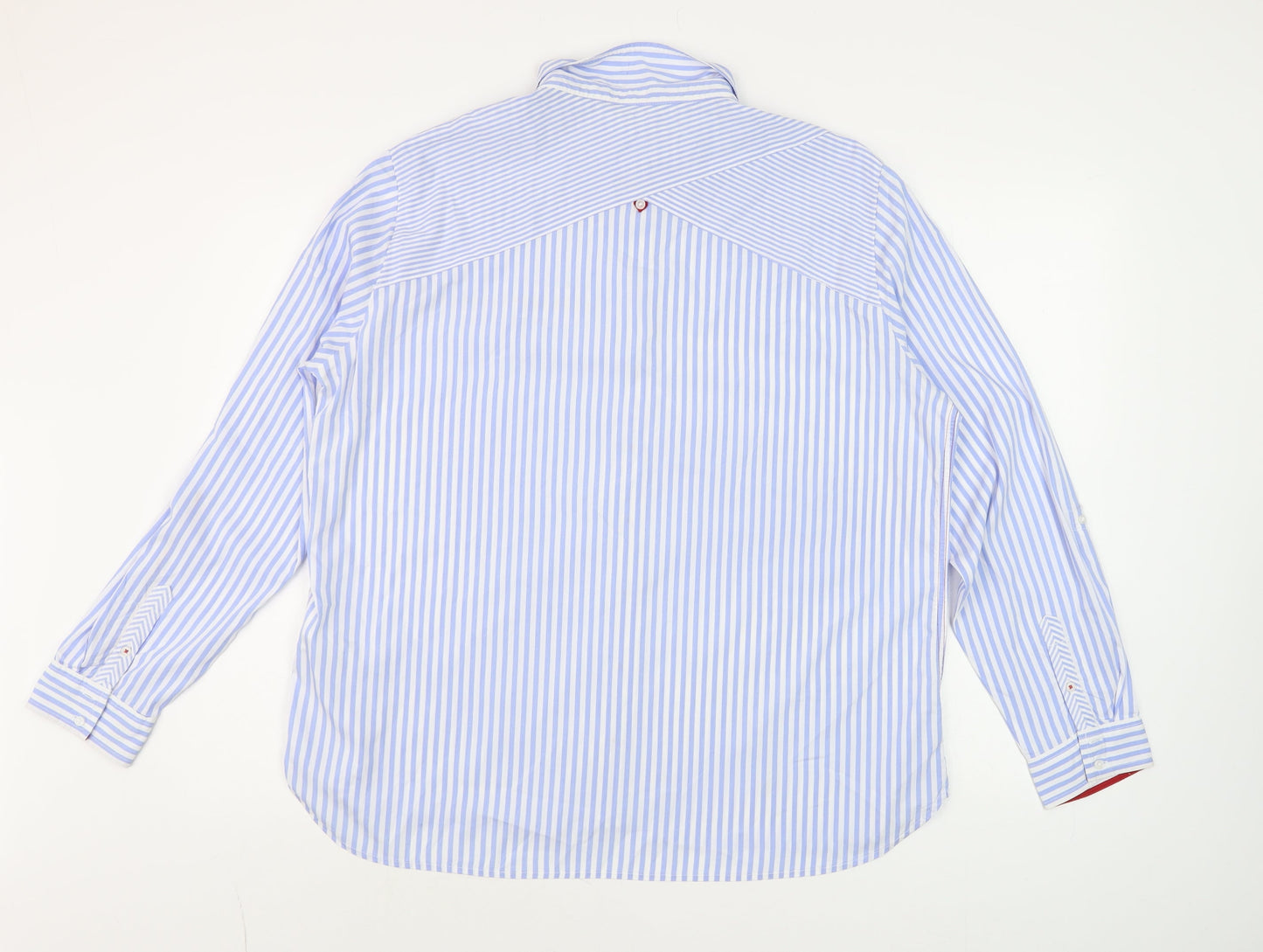 Cecil Men's Blue Striped XL Regular Fit Long Sleeve Dress Shirt