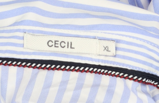 Cecil Men's Blue Striped XL Regular Fit Long Sleeve Dress Shirt