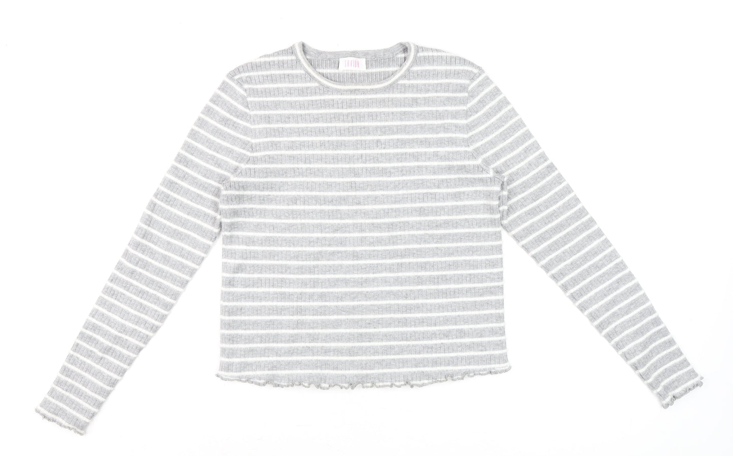 Savida Women Grey Striped Long Sleeve Knit Top Size 14