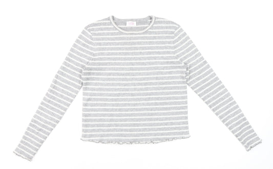 Savida Women Grey Striped Long Sleeve Knit Top Size 14