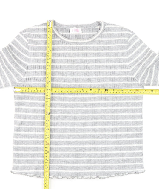 Savida Women Grey Striped Long Sleeve Knit Top Size 14
