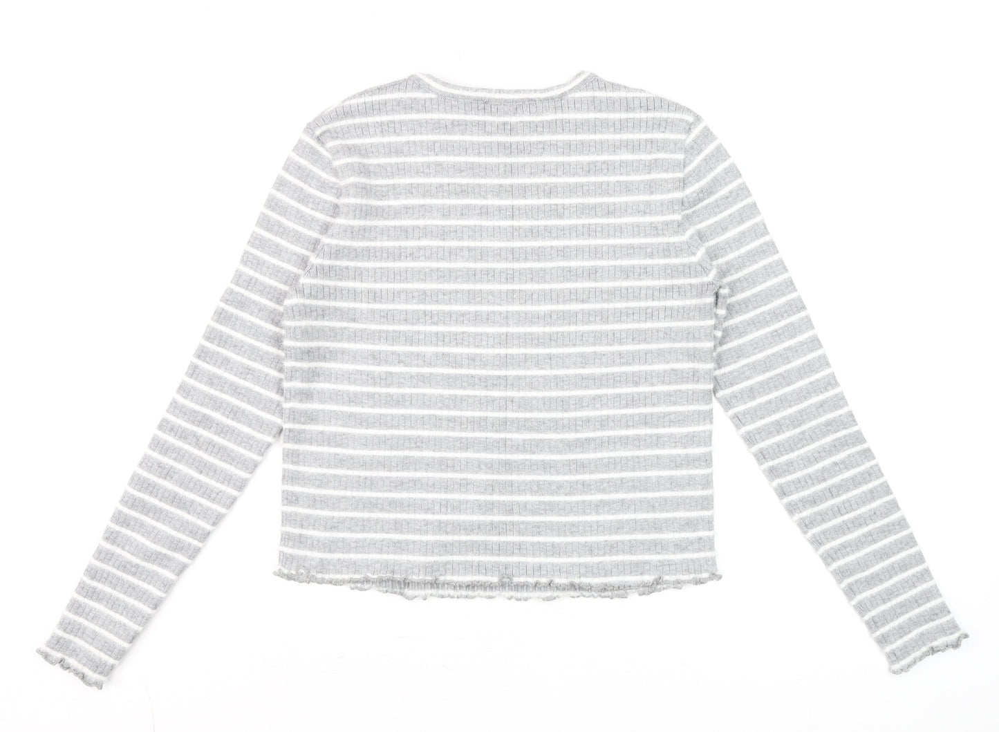 Savida Women Grey Striped Long Sleeve Knit Top Size 14