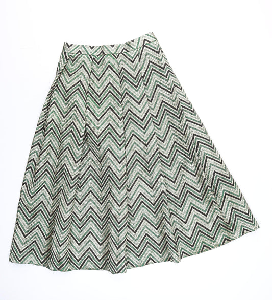 Marks and Spencer Womens Green Metallic A-Line Midi Skirt Size 8