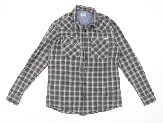 Jack & Jones Vintage Mens Black Check Cotton Long Sleeve Shirt XL