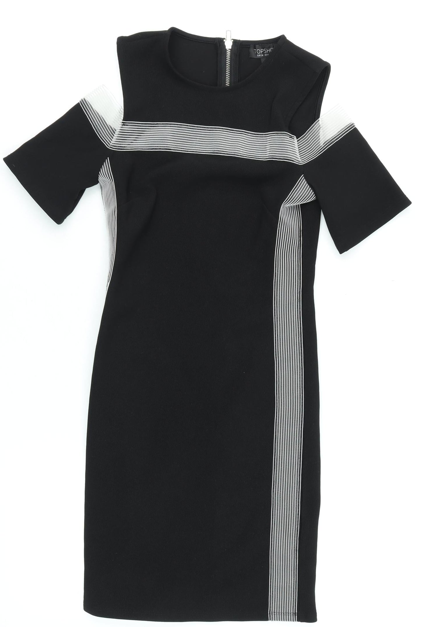 Topshop Women Black Size 8 Bodycon Knee Length Cold Shoulder Dress