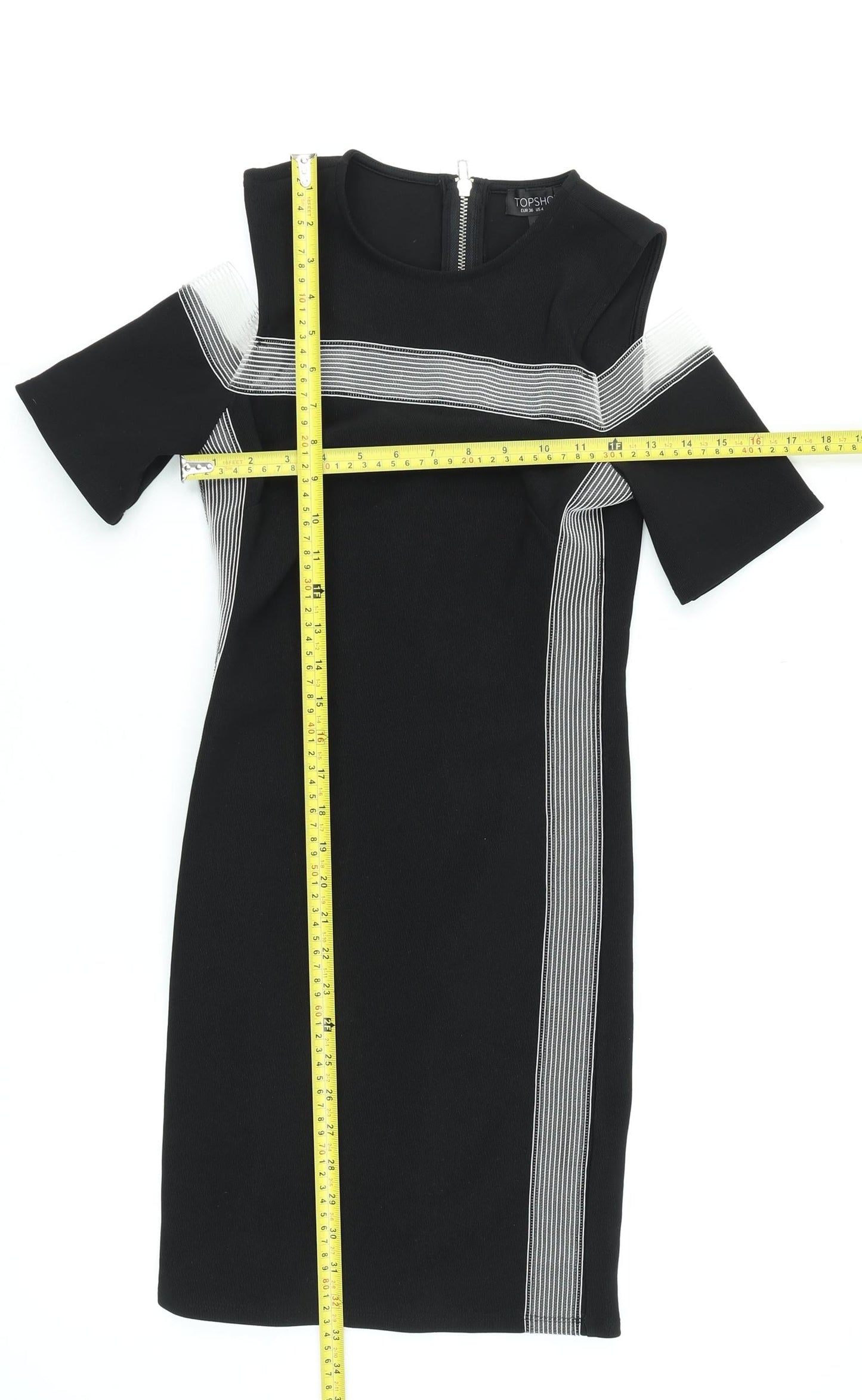 Topshop Women Black Size 8 Bodycon Knee Length Cold Shoulder Dress