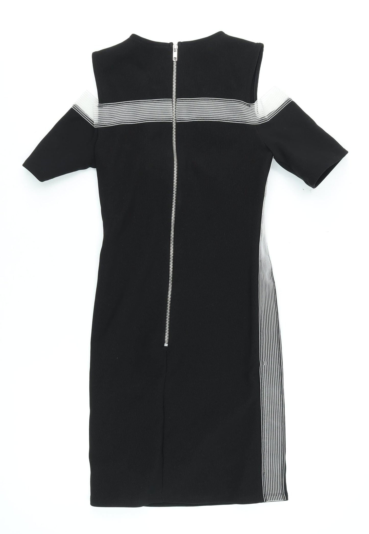 Topshop Women Black Size 8 Bodycon Knee Length Cold Shoulder Dress