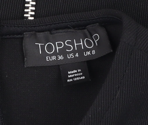 Topshop Women Black Size 8 Bodycon Knee Length Cold Shoulder Dress