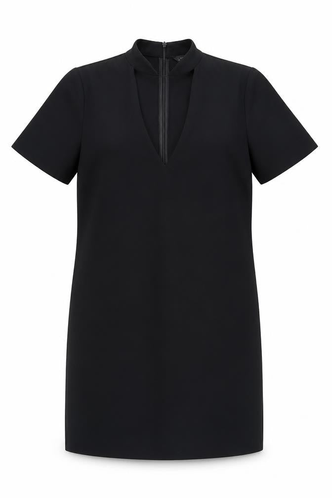 Zara Women Black Short Sleeve V-Neck Shift Dress Size 12
