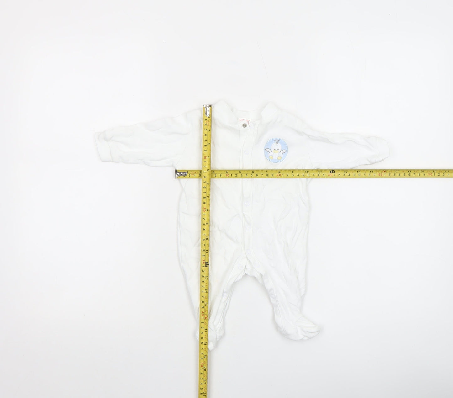 Bee Bo Unisex Baby White 0-3 Months Cotton Babygrow with Embroidered Animal Design
