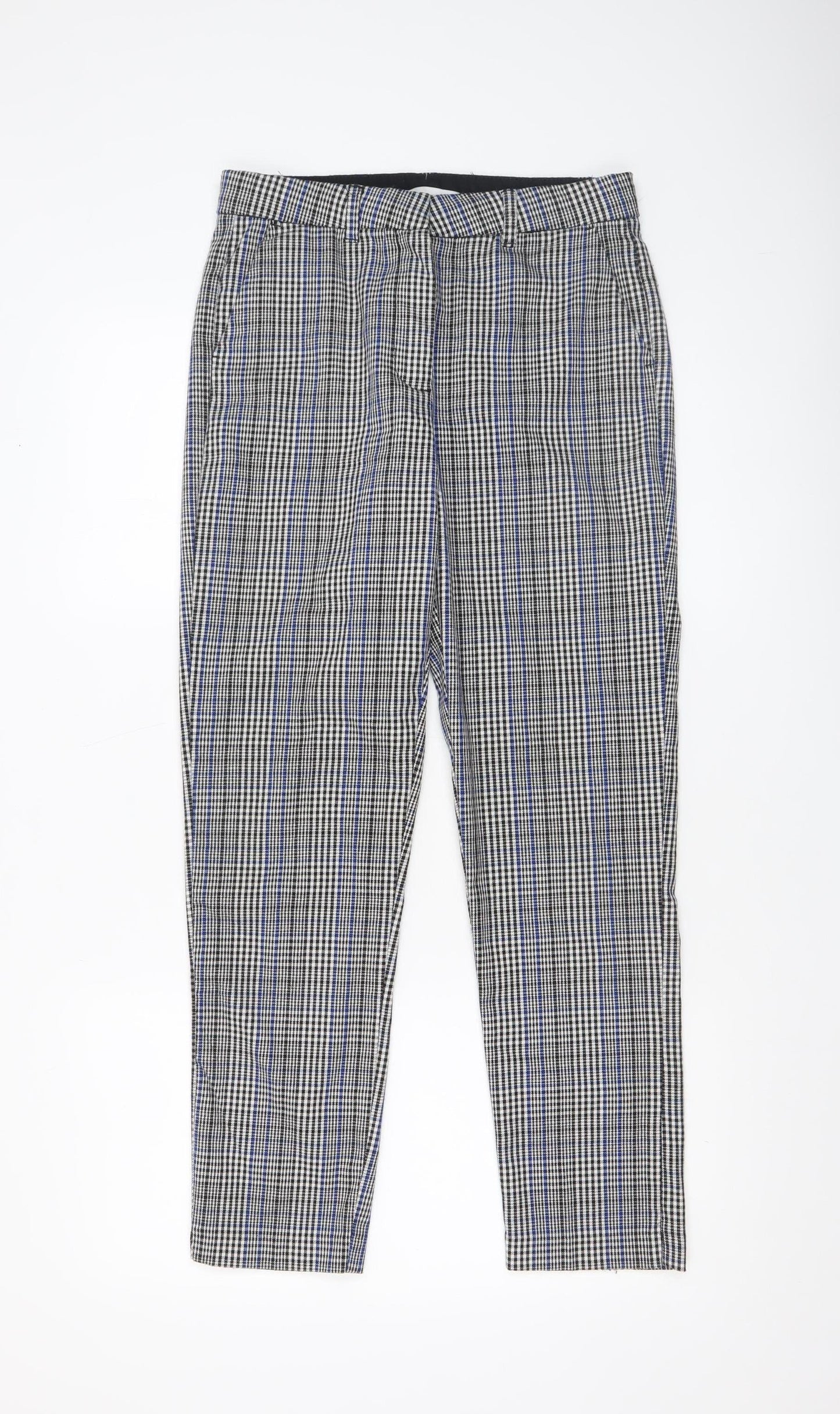 Lefties Women's Multicoloured Check Slim Tapered Trousers Size 6