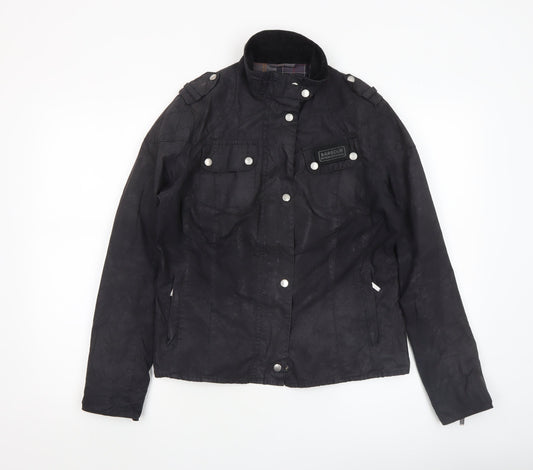 Barbour Womens Black Waxed Cotton Motorcycle Jacket UK 14